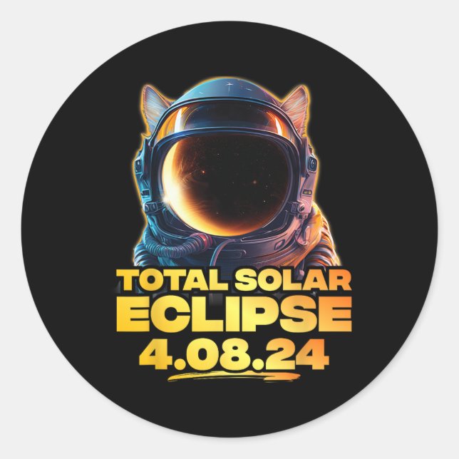 America Totality 4.08.24 Total Solar Eclipse Cat 2 Classic Round Sticker (Front)