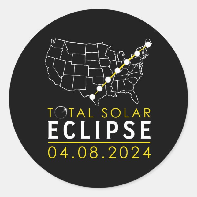 America Totality Total Solar Eclipse April 8 2024 Classic Round Sticker (Front)