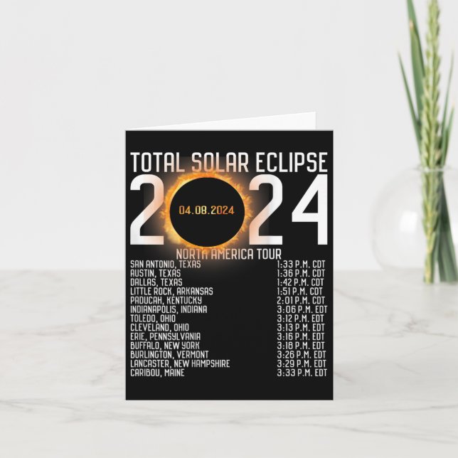 America Tour 2024 Totality On Back Solar Eclipse  Card (Front)