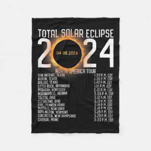 America Tour 2024 Totality On Back Solar Eclipse Fleece Blanket