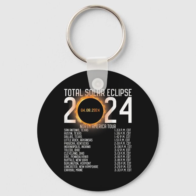 America Tour 2024 Totality On Back Solar Eclipse  Key Ring (Front)