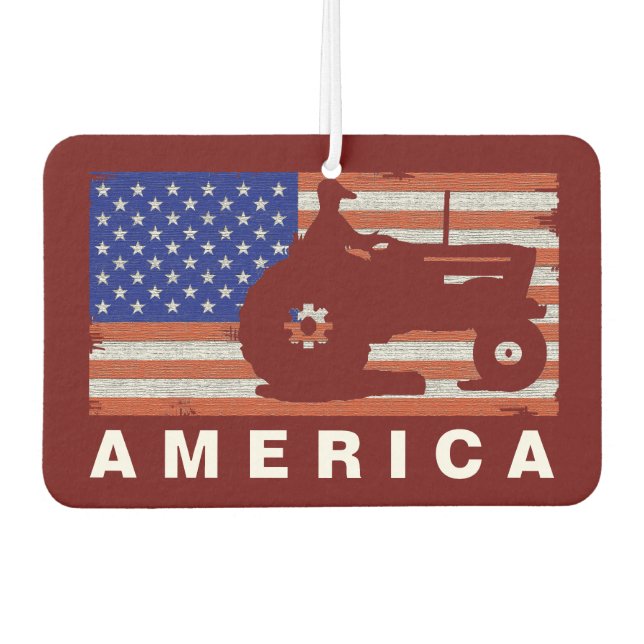 AMERICA -Tractor FLAG  Car Air Freshener (Front)