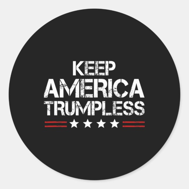 America Trumpless - Funny Anti Trump Mens &amp; Wo Classic Round Sticker (Front)