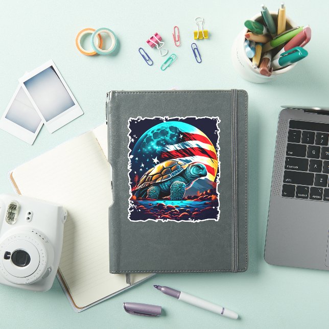 America turtle under Moon with American Flag Copy  (iPad Cover)