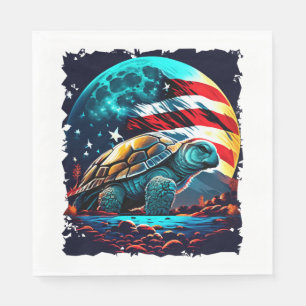 America turtle under Moon with American Flag Copy Napkin