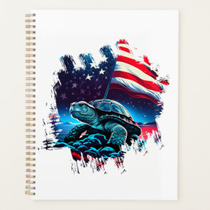 America turtle under Moon with American Flag Copy Planner