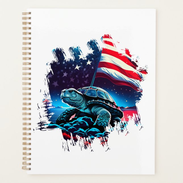 America turtle under Moon with American Flag Copy Planner (Front)