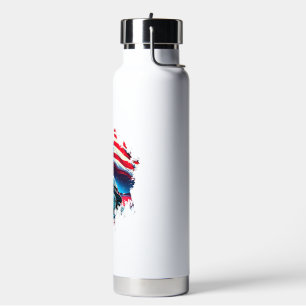 America turtle under Moon with American Flag Copy Water Bottle