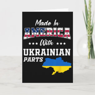 America Ukrainian Parts Ukraine Map Usa Flag Roots Card
