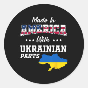 America Ukrainian Parts Ukraine Map Usa Flag Roots Classic Round Sticker