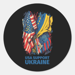 America Ukrayina Usa Support Ukraine And Kyiv Mix Classic Round Sticker