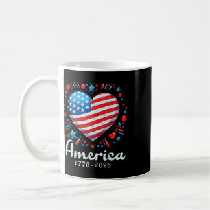 America Us Flag Heart 1776 2026 250th Anniversary  Coffee Mug