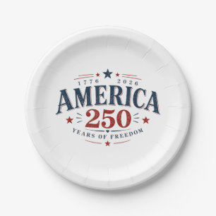 America USA 250th, 250 Years of Freedom Paper Plate