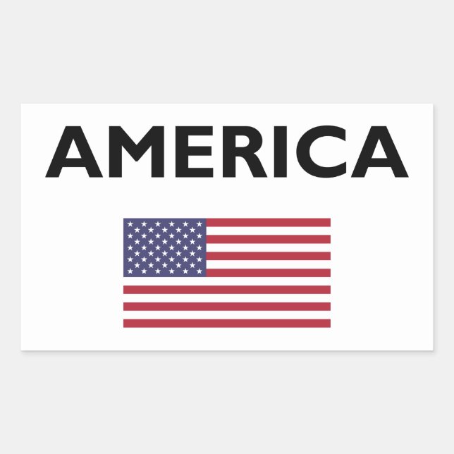 America USA American Flag Light-Colour Rectangular Sticker (Front)