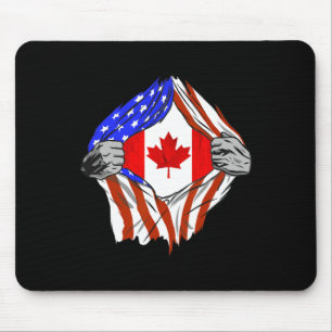 America Usa Canadian Flag Chest Canadian Roots Can Mouse Pad