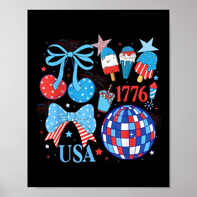 America Usa Coquette 4th Of July Independence Day  Poster (Front)