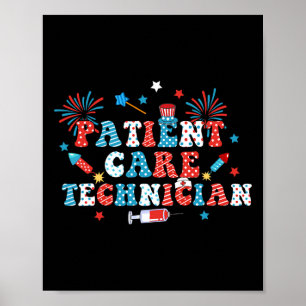 America Usa Fireworks Patient Care Technician 4th  Poster