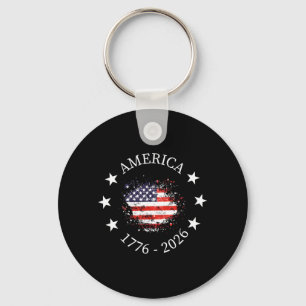 America USA Flag 4th of July Independence Day 1776 Key Ring