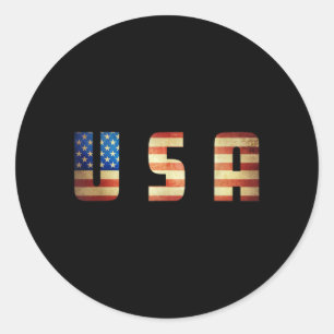 America USA Flag Patriotic 4th July Men Women Kids Classic Round Sticker