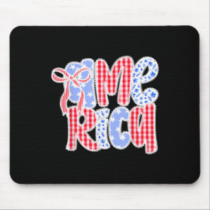 America Usa Lace Bow 4th Of July Coquette Floral P Mouse Pad