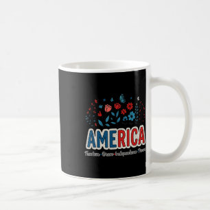 America Usa Merica July 4th Fourth Flowers Floral Coffee Mug