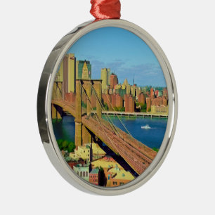 America - USA - New York - NYC Brooklyn - Bridge Metal Ornament