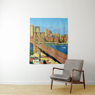 America - USA - New York - NYC Brooklyn - Bridge Tapestry