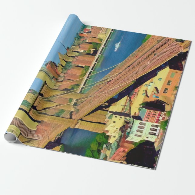 America - USA - New York - NYC Brooklyn - Bridge Wrapping Paper (Unrolled)