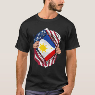 America USA Philippines Flag Roots Pride Filipino T-Shirt