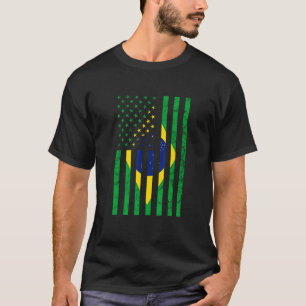 America USA Vintage Brazilian Flag Brasilian Brazi T-Shirt