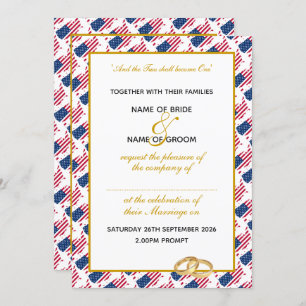 AMERICA USA with Faux Gold Script Wedding Invitation