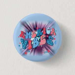 America Vibe - Groovy Retro Patriotic 4th Of July 3 Cm Round Badge