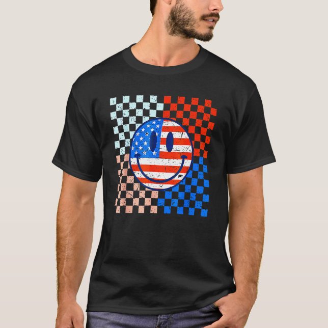America Vibes Cute Smile Face USA American Flag 4t T-Shirt (Front)