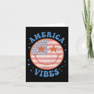America Vibes Happy Face Smile American Flag 4th O Card