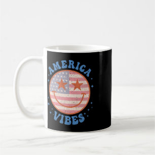 America Vibes Happy Face Smile American Flag 4th O Coffee Mug