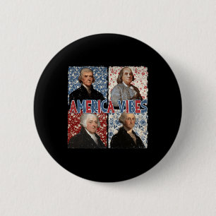 America Vibes Retro 4th Of July Presidents America 6 Cm Round Badge