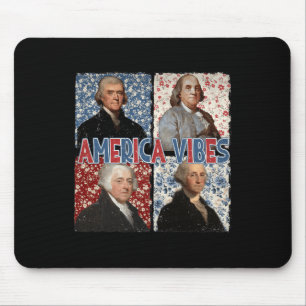 America Vibes Retro 4th Of July Presidents America Mouse Pad