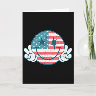 America Vibes Smile Face American Flag 4th Of July Card