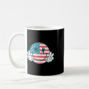 America Vibes Smile Face American Flag 4th Of July Coffee Mug