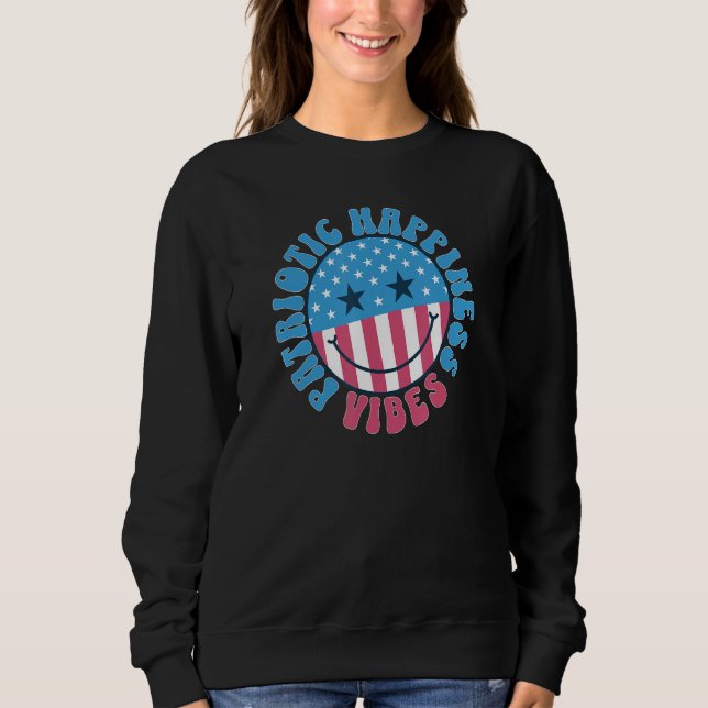 America Vibes Smile Face US Flag Retro Groovy 4th  Sweatshirt (Front)