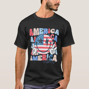 America Vibes Usa Groovy Retro Smile Face Happy 4t T-Shirt