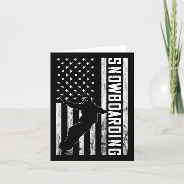 America Vintage Usa Flag Snowboarder Snowboard Sno Card (Front)