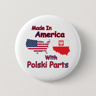 America With Polski Parts 6 Cm Round Badge