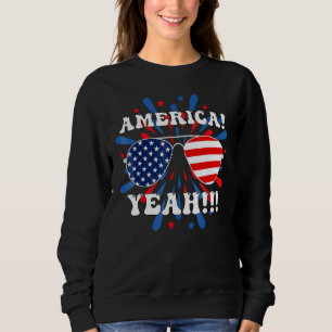 America Yeah Flag Sunglasses 4th Of July Fireworks Sweatshirt