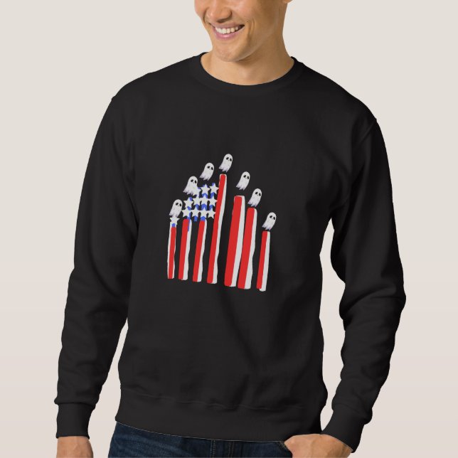 americain flag ghost hallowen sweatshirt (Front)
