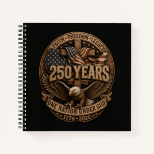 American 1776 2026 250th 4th July Independence Day Notebook