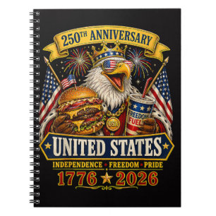 American 1776 2026 250th 4th July Independence Day Notebook