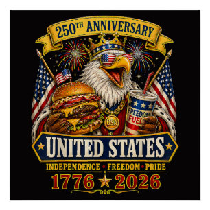 American 1776 2026 250th 4th July Independence Day Poster