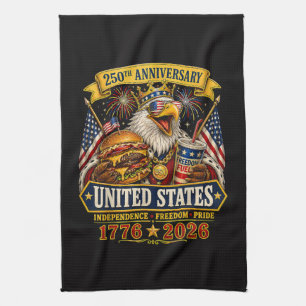 American 1776 2026 250th 4th July Independence Day Tea Towel