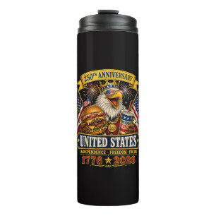 American 1776 2026 250th 4th July Independence Day Thermal Tumbler